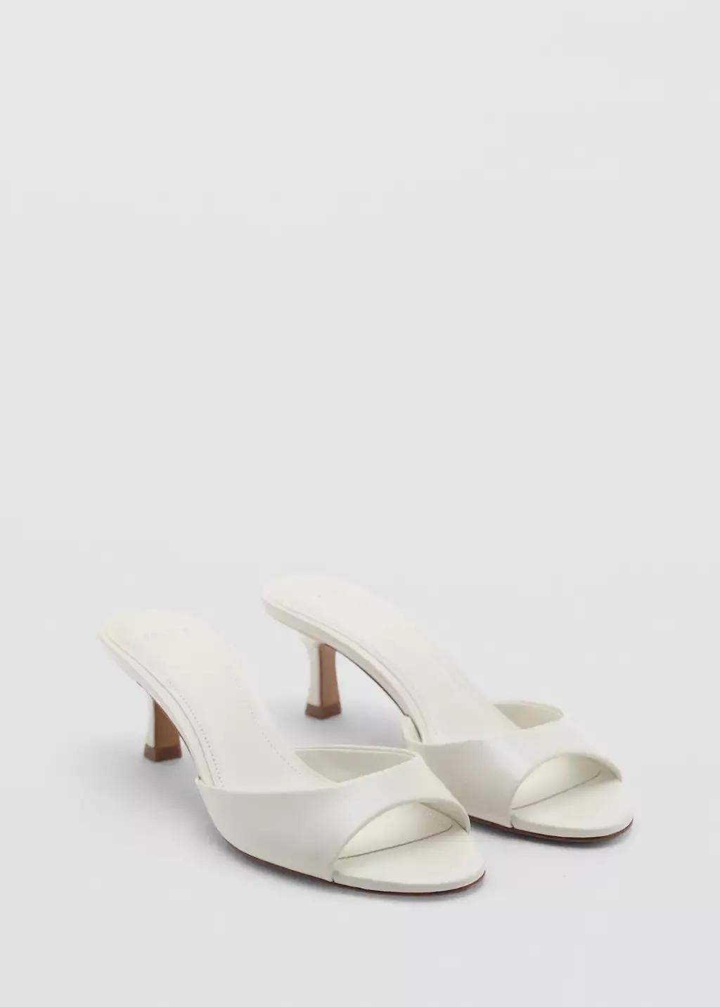 White Kitten-Heel Sandals With Strap, , large image number 1