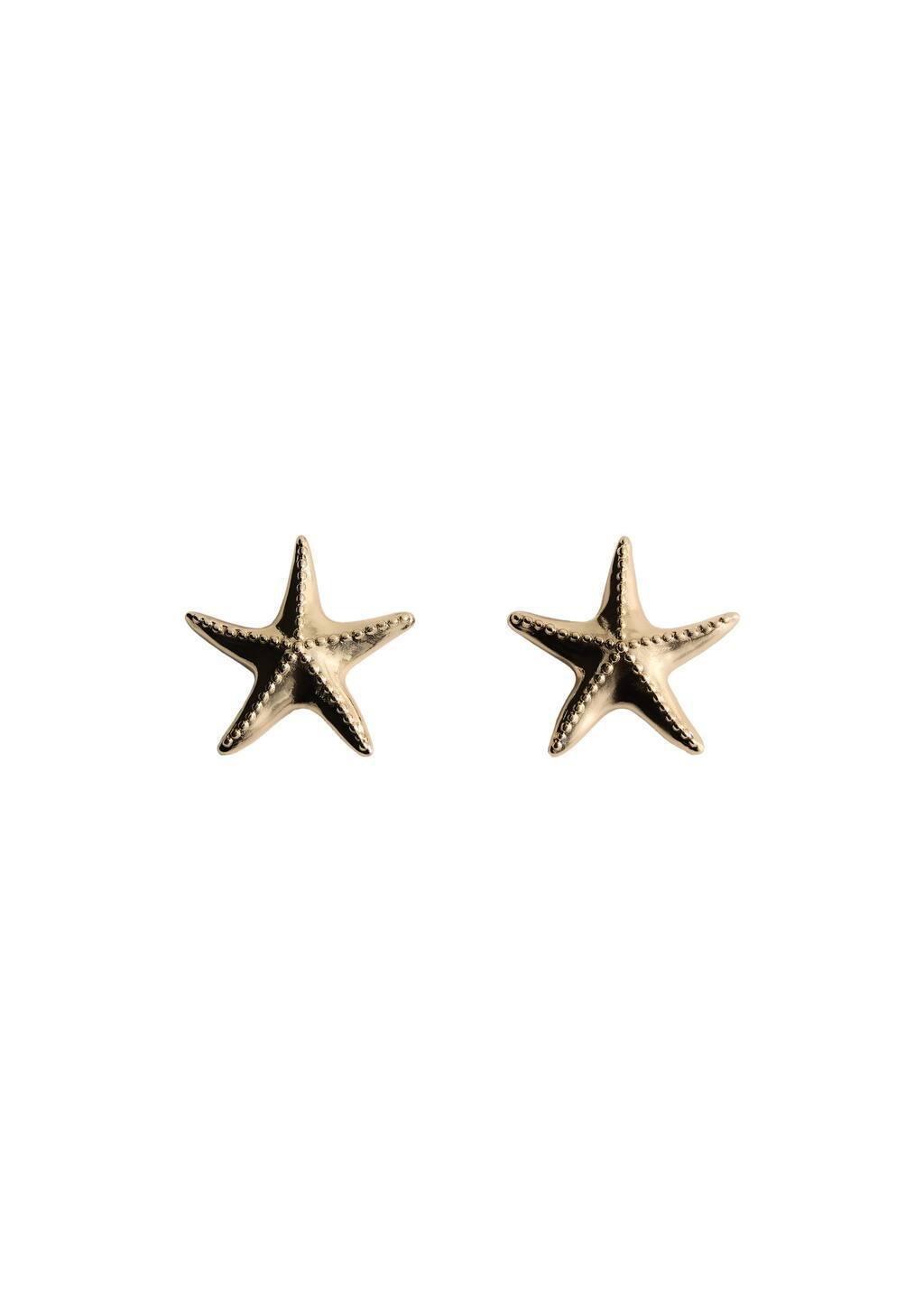 Gold Star Design Earrings, Gold, large image number 1