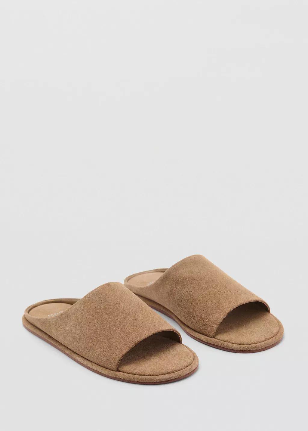 LT PASTEL BROWN Suede leather sandals, , large image number 0