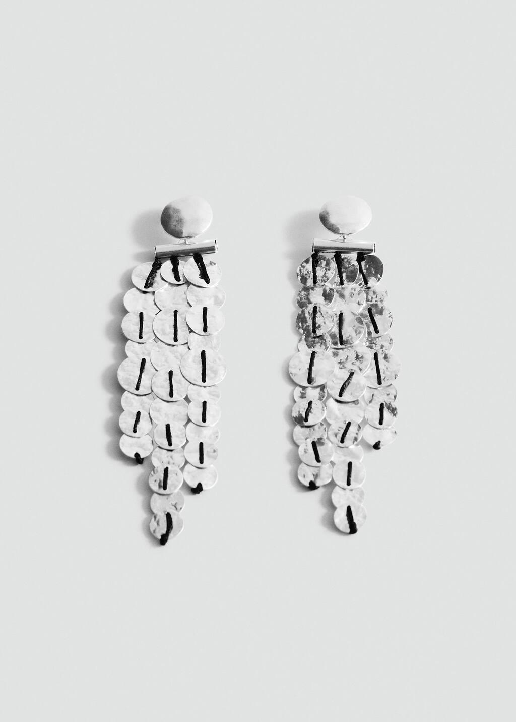 Silver Iron Bead Waterfall Earrings, Silver, large image number 2