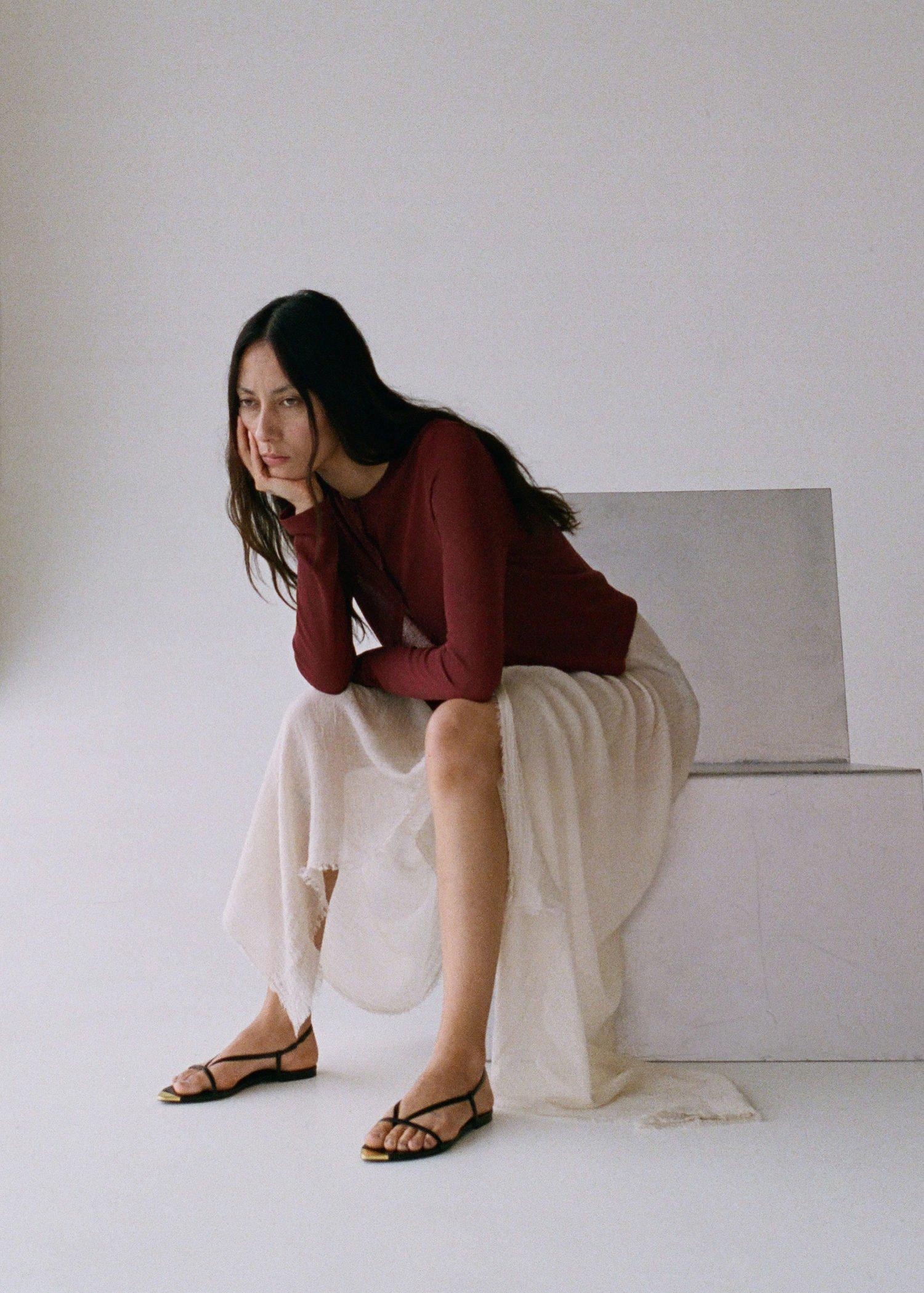 BLACK Leather sandals with strap and contrasting toe, Black, large image number 0