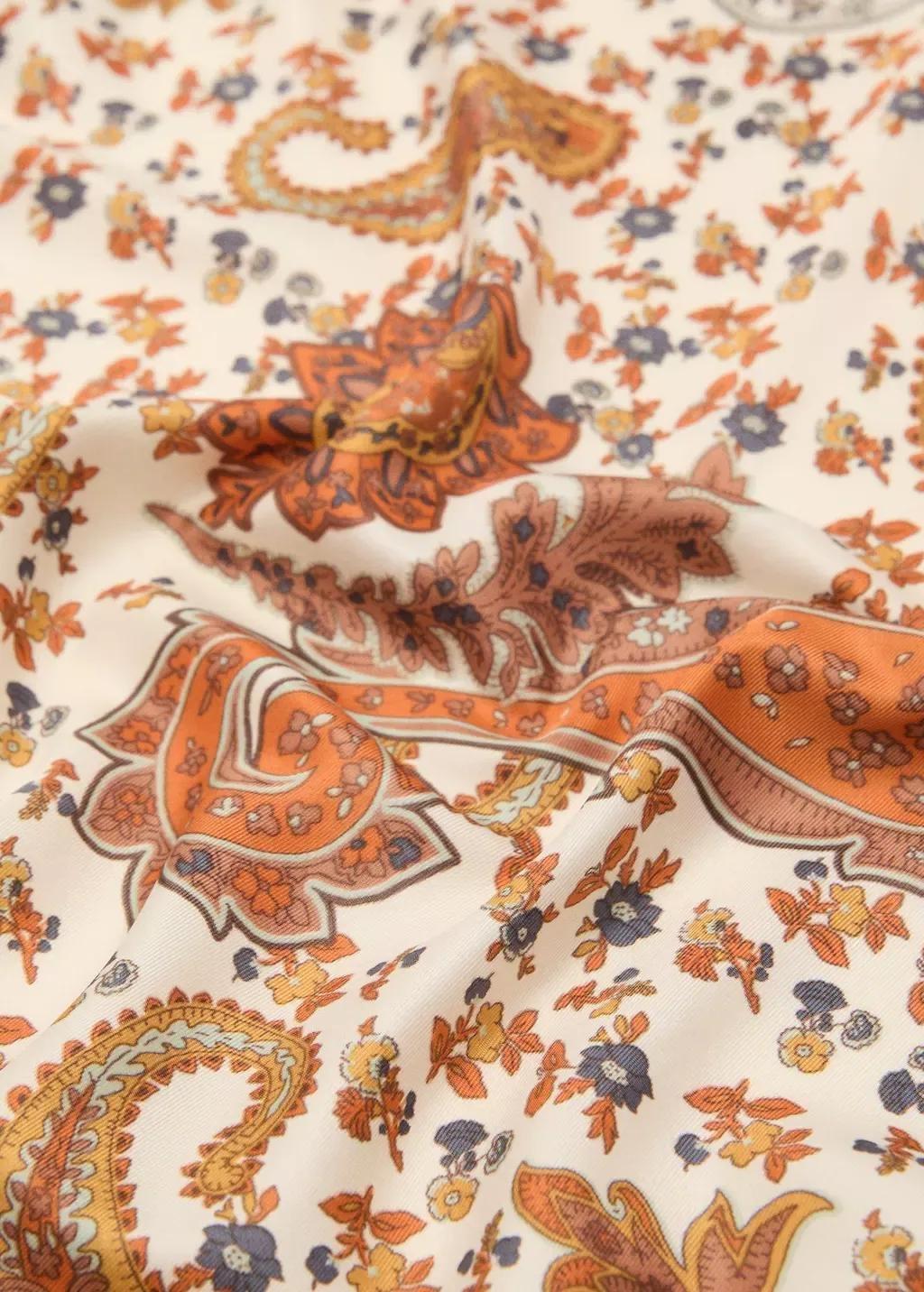 Orange Paisley Satin Scarf, Orange, large image number 0