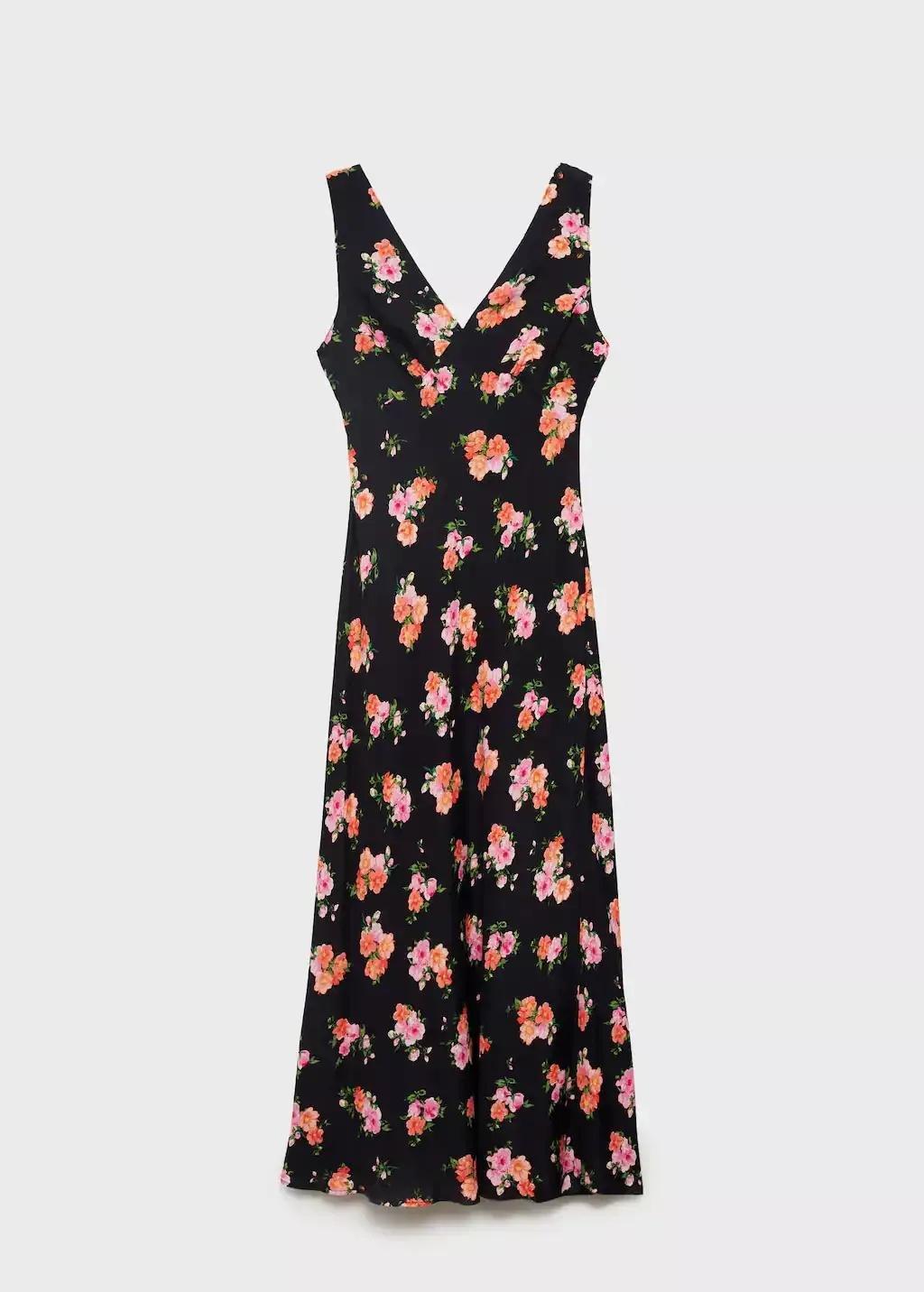 Black Long Floral Dress, Black, large image number 3
