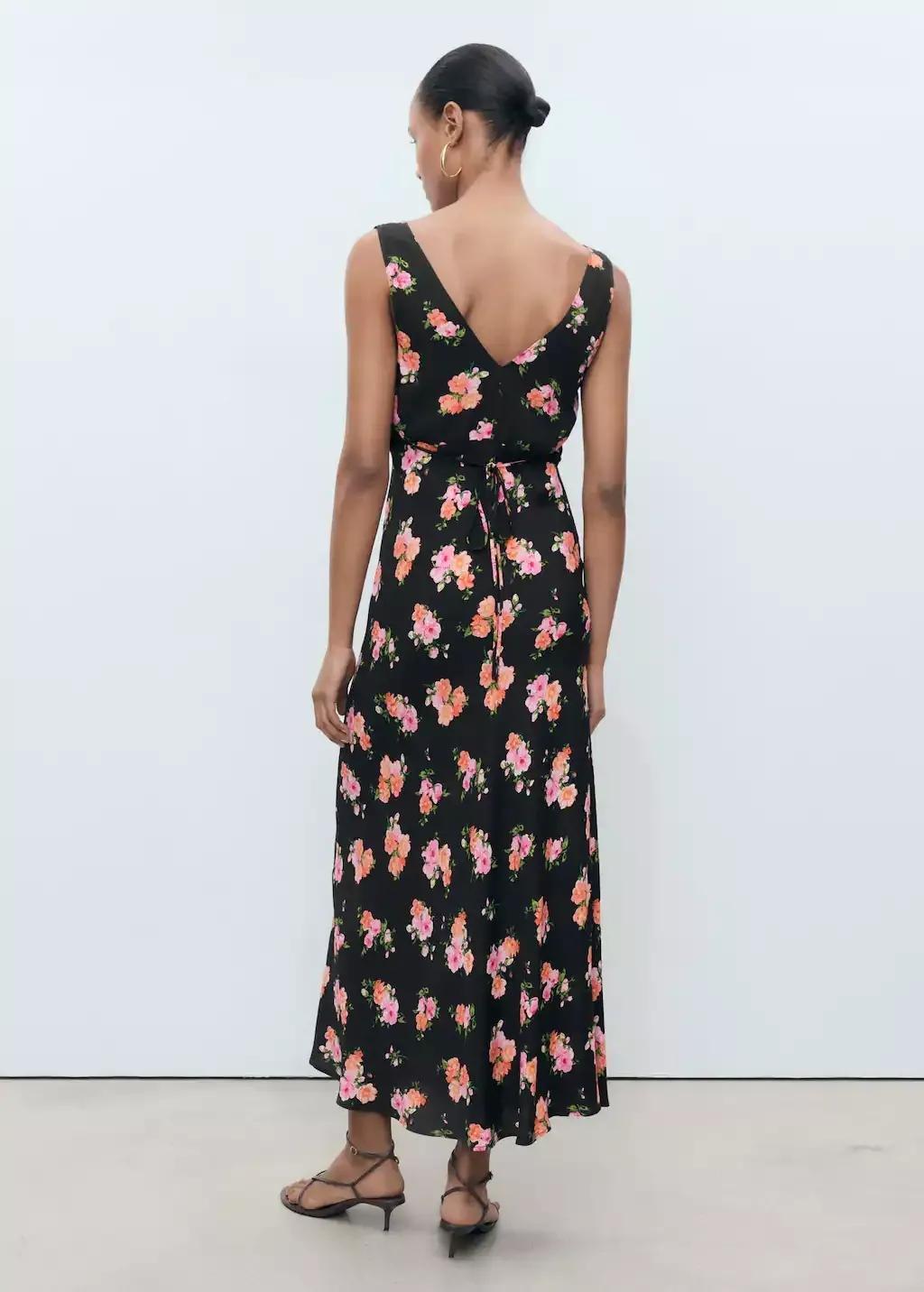 Black Long Floral Dress, Black, large image number 9