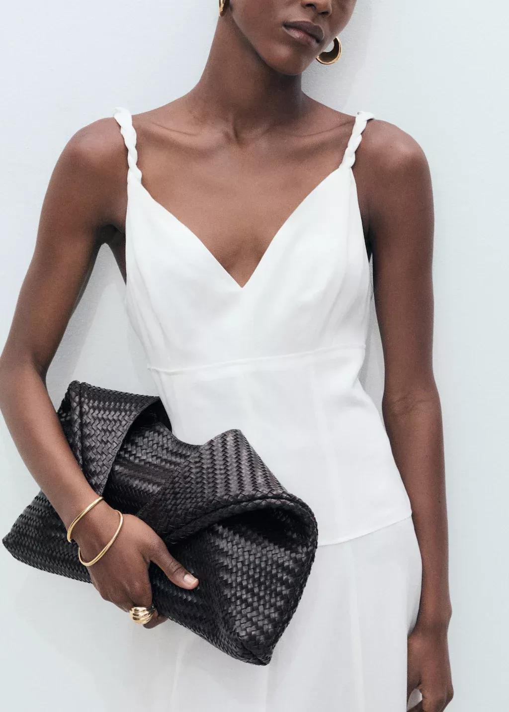 White V-Neckline Long Dress, , large image number 0