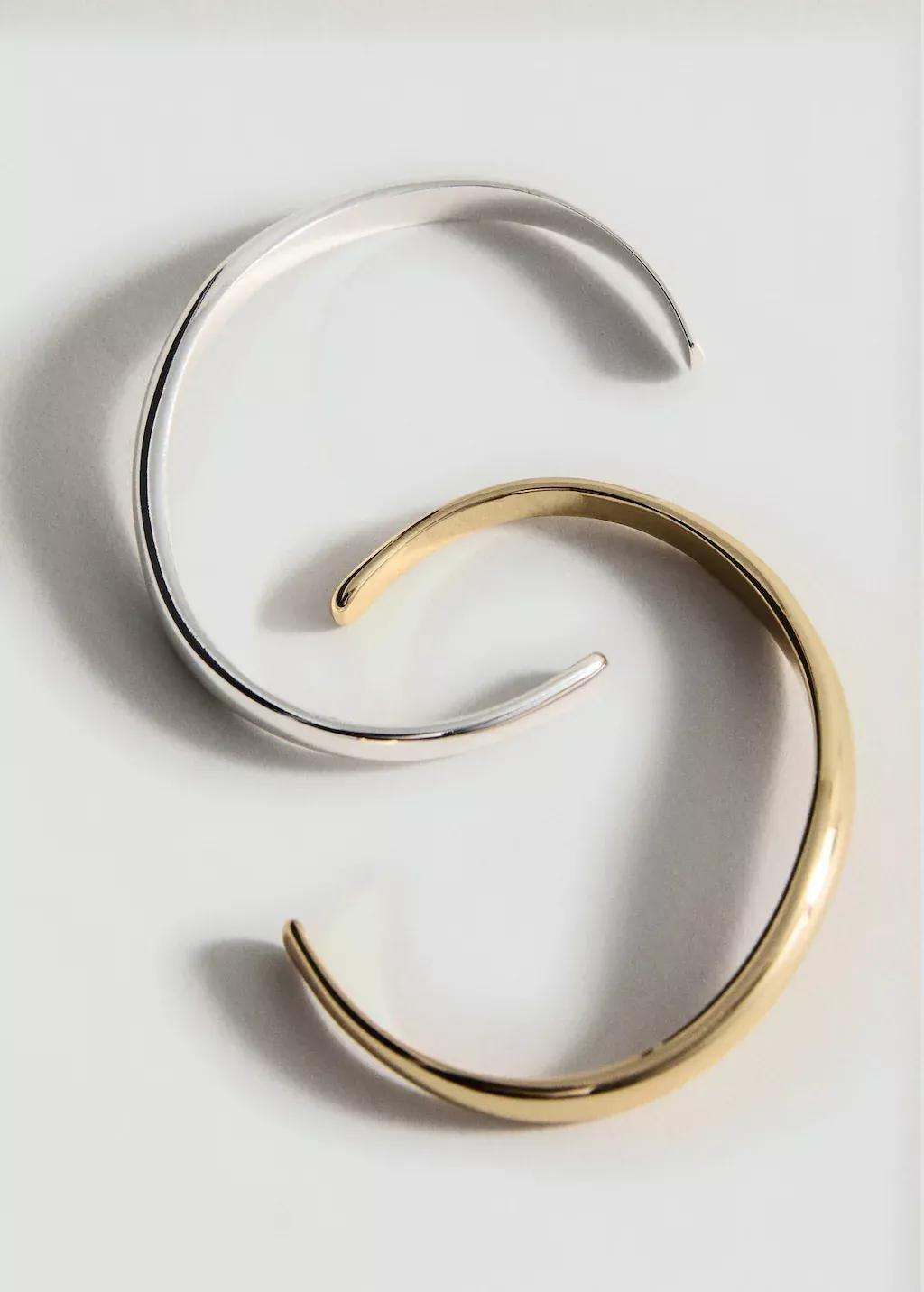 Gold Combined Rigid Bracelets, Set Of 2, Gold, large image number 0