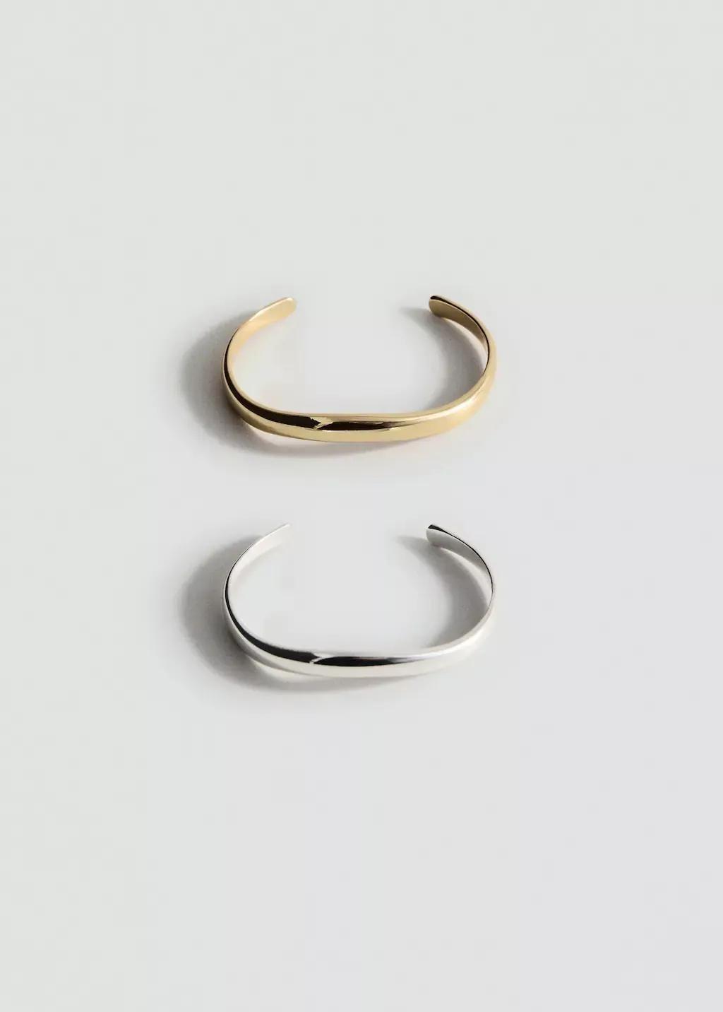 Gold Combined Rigid Bracelets, Set Of 2, Gold, large image number 1