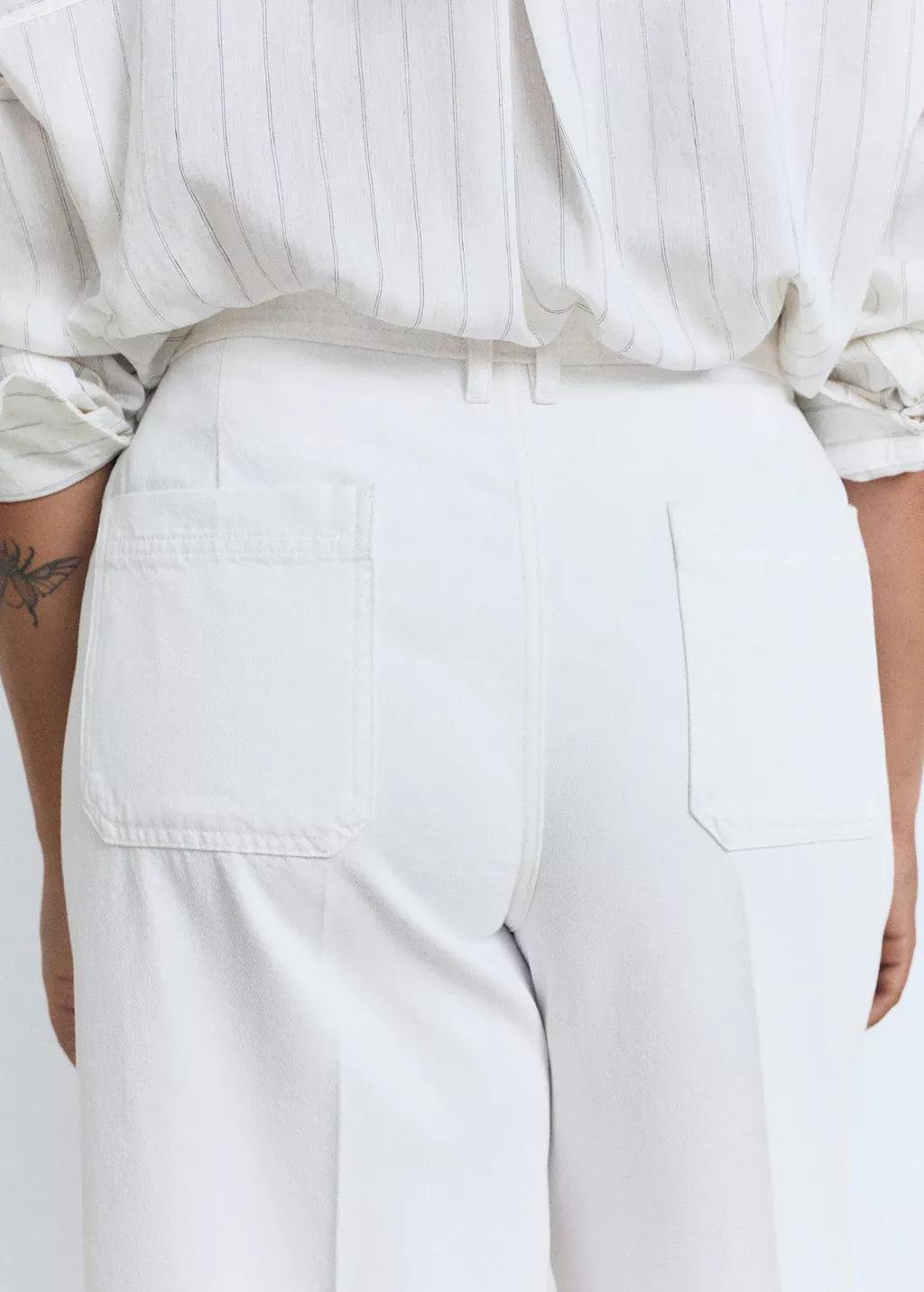 White High-Rise Wide Leg Jeans With Pockets, 0201_01, large image number 5