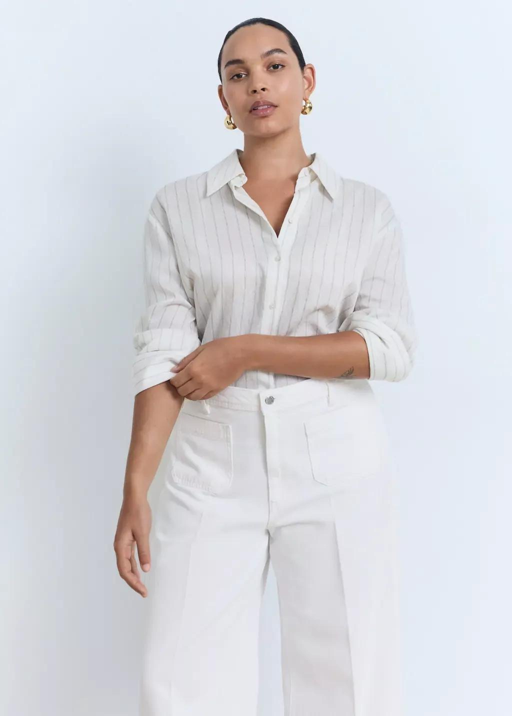 White High-Rise Wide Leg Jeans With Pockets, 0201_01, large image number 6