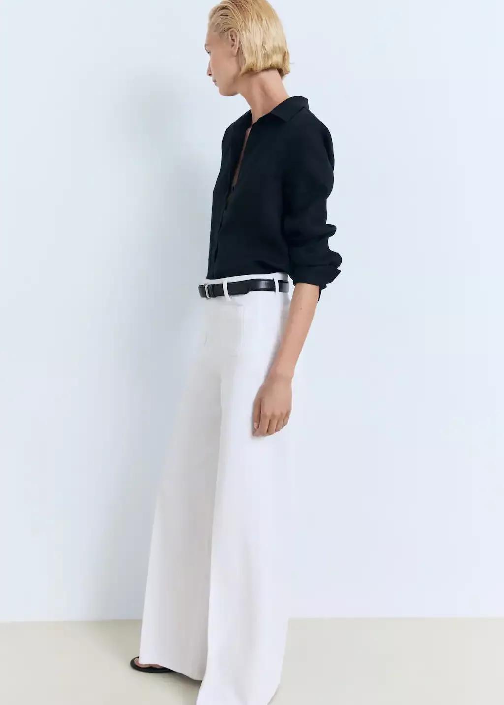 White High-Rise Wide Leg Jeans With Pockets, 0201_01, large image number 7