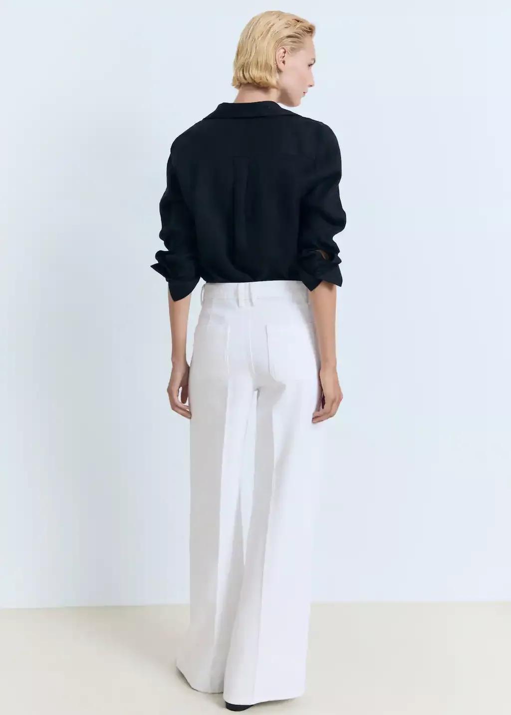 White High-Rise Wide Leg Jeans With Pockets, 0201_01, large image number 9