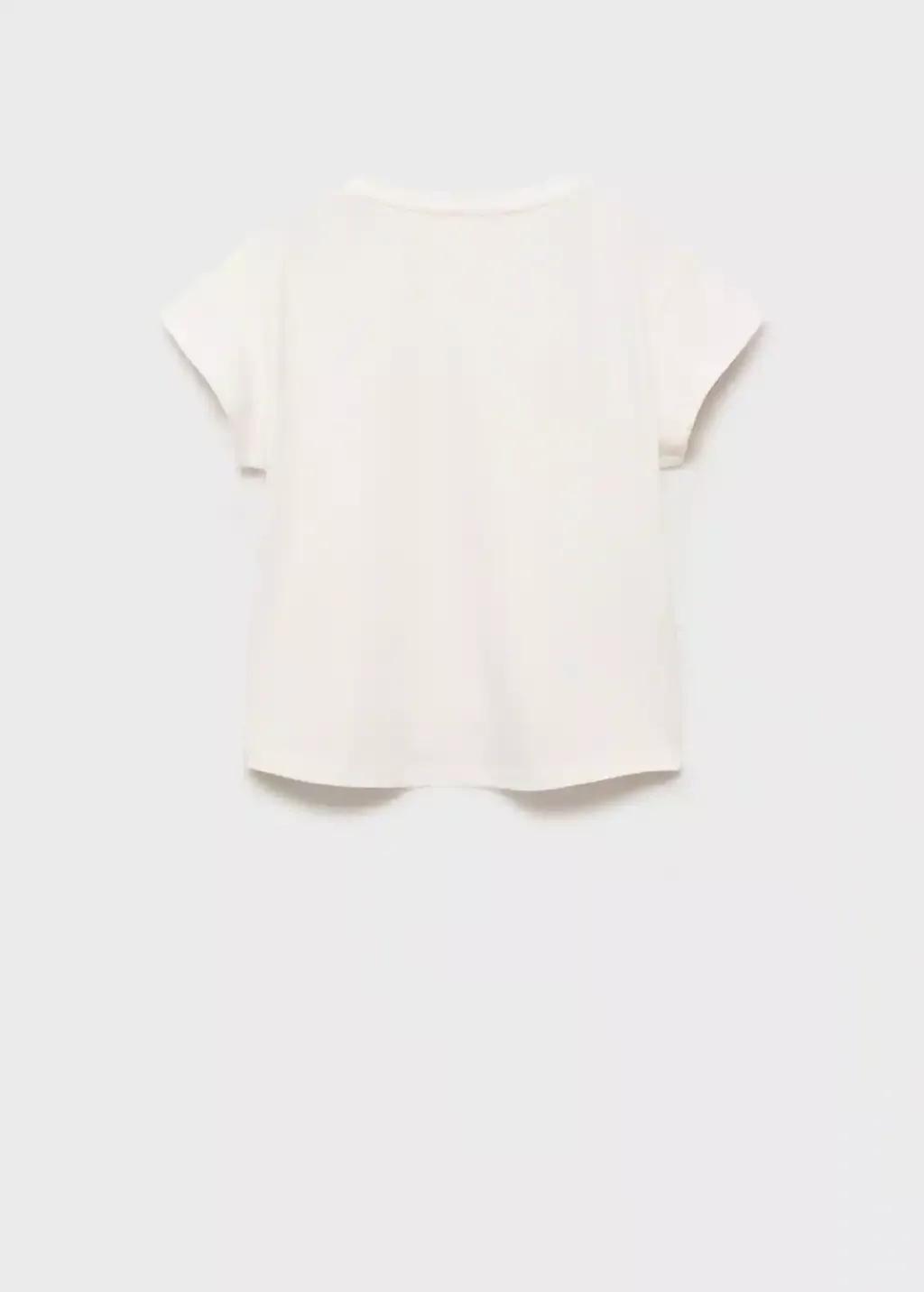 NATURAL WHITE Bead printed T-shirt, Kids Girl, , large image number 1
