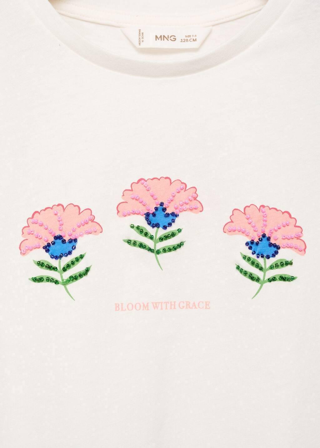 NATURAL WHITE Bead printed T-shirt, Kids Girl, , large image number 2
