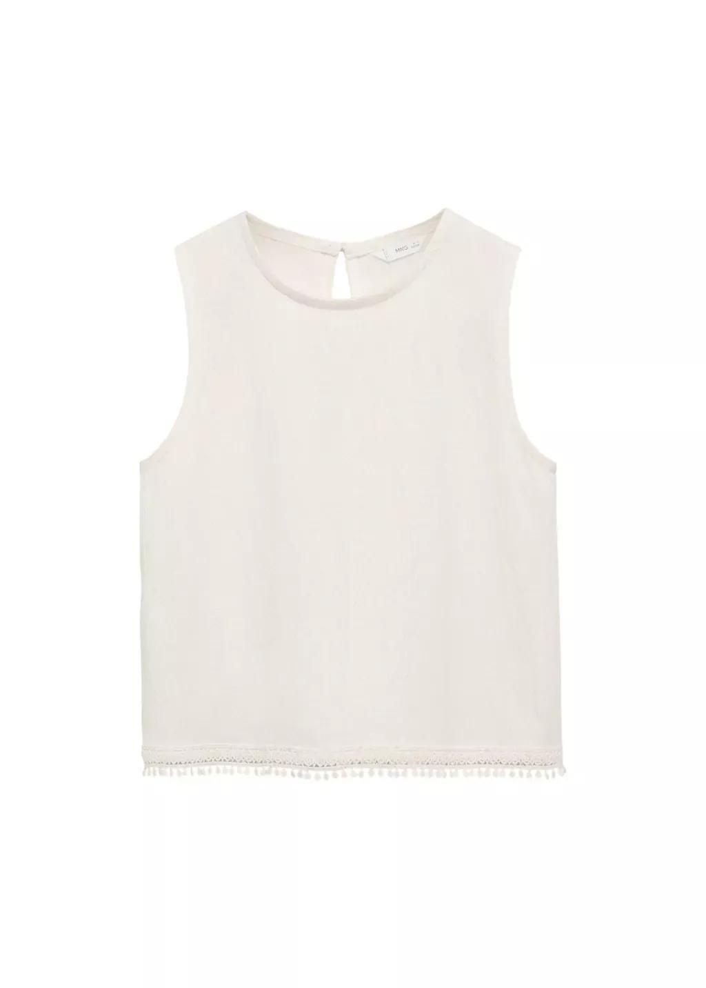 NATURAL WHITE Textured embroidered t-shirt, Kids Girl, , large image number 0