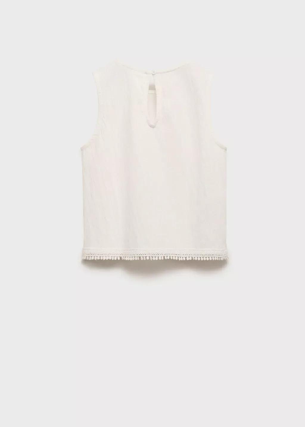 NATURAL WHITE Textured embroidered t-shirt, Kids Girl, , large image number 1