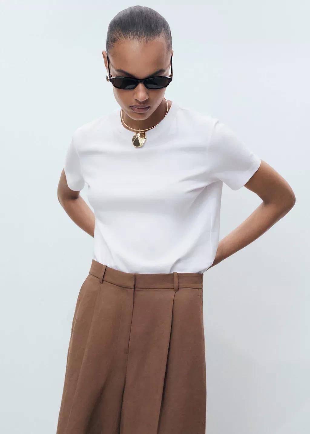 White Cotton Short-Sleeved T-Shirt, , large image number 0