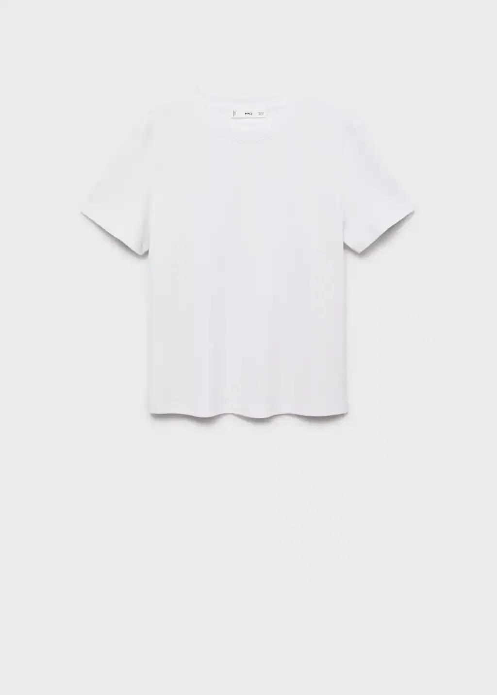White Cotton Short-Sleeved T-Shirt, , large image number 4
