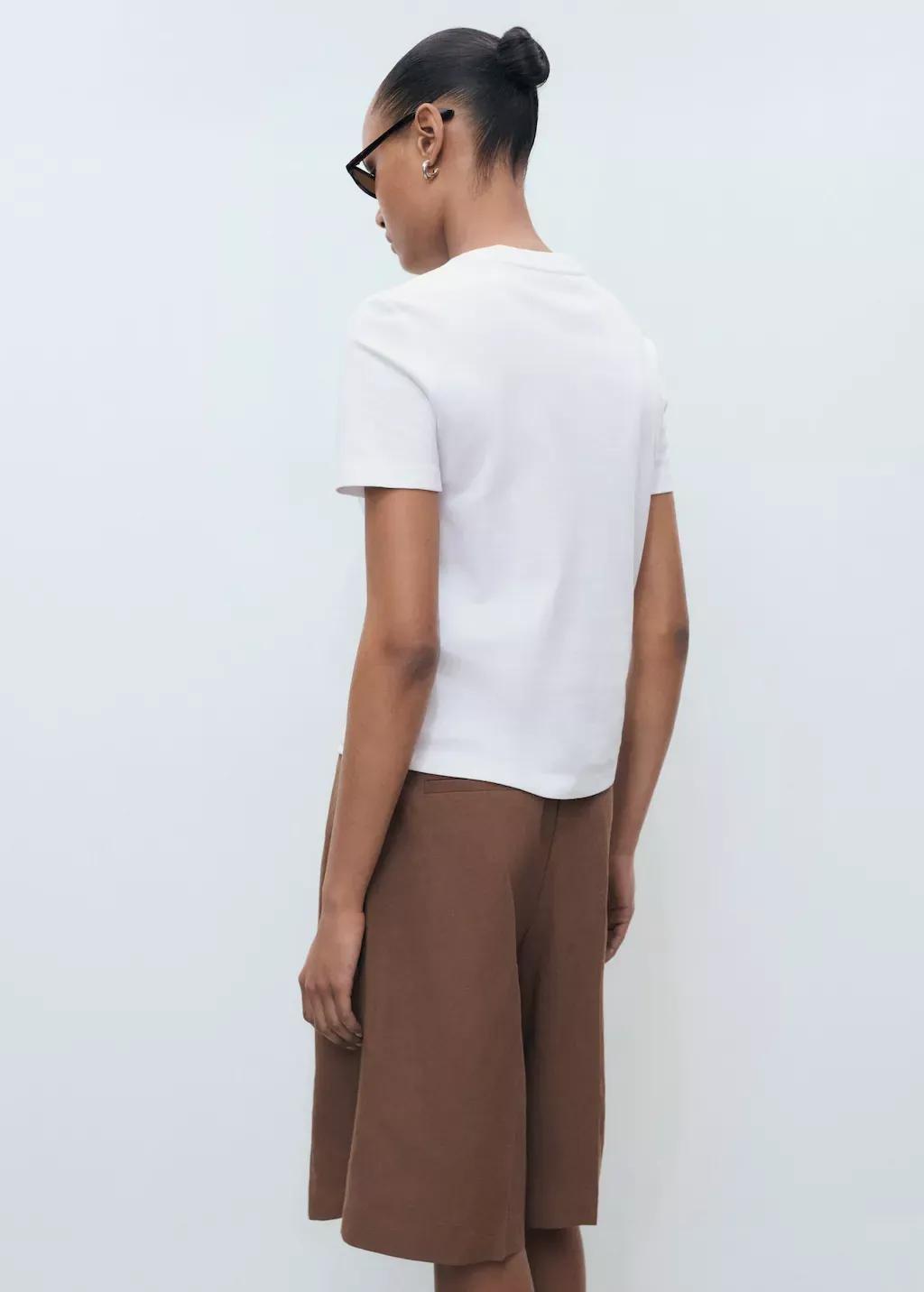 White Cotton Short-Sleeved T-Shirt, , large image number 5