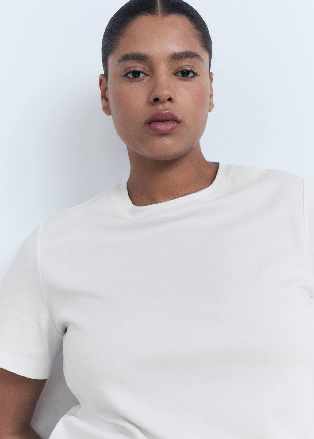 White Cotton Short-Sleeved T-Shirt, , large image number 6