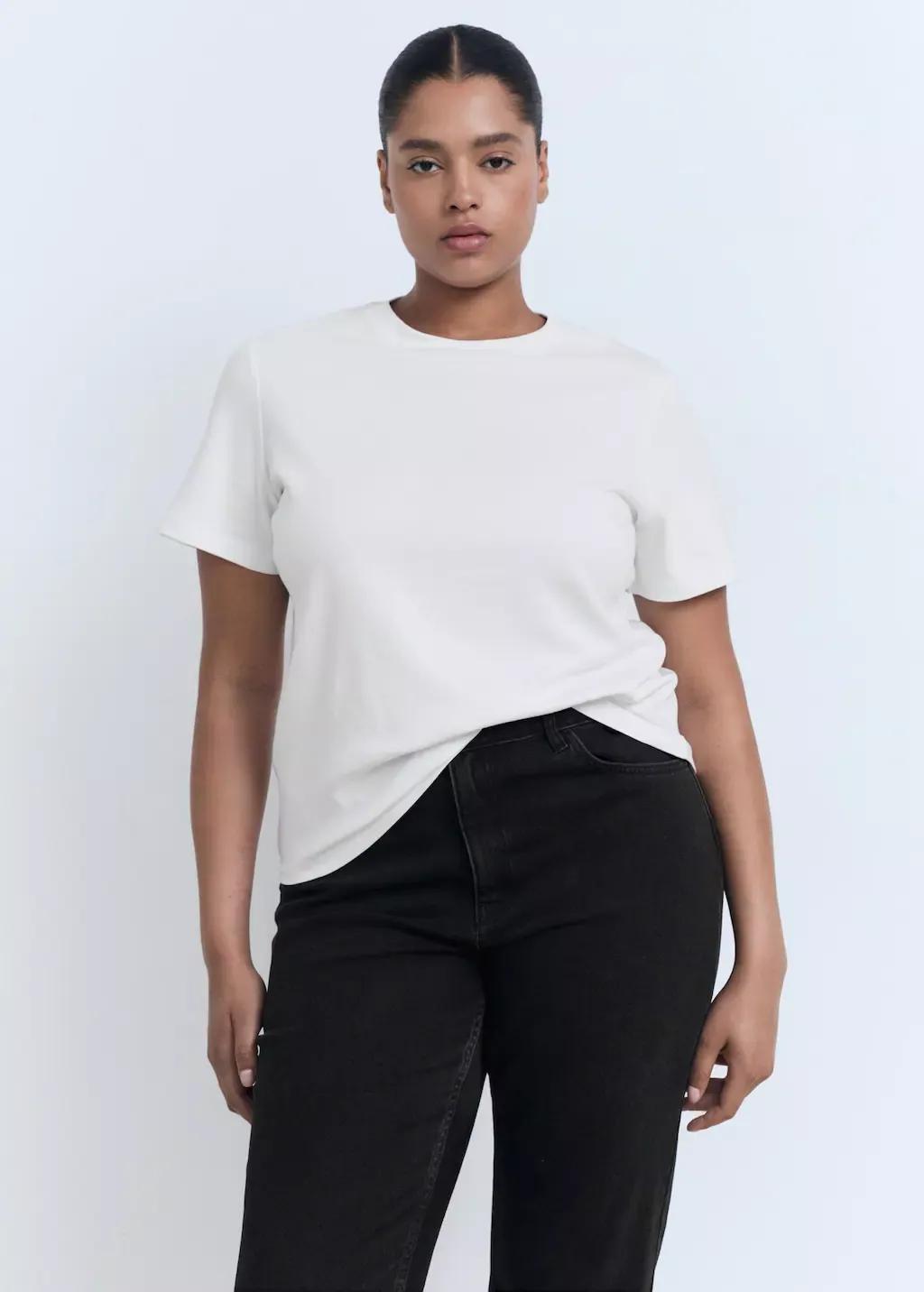 White Cotton Short-Sleeved T-Shirt, , large image number 7
