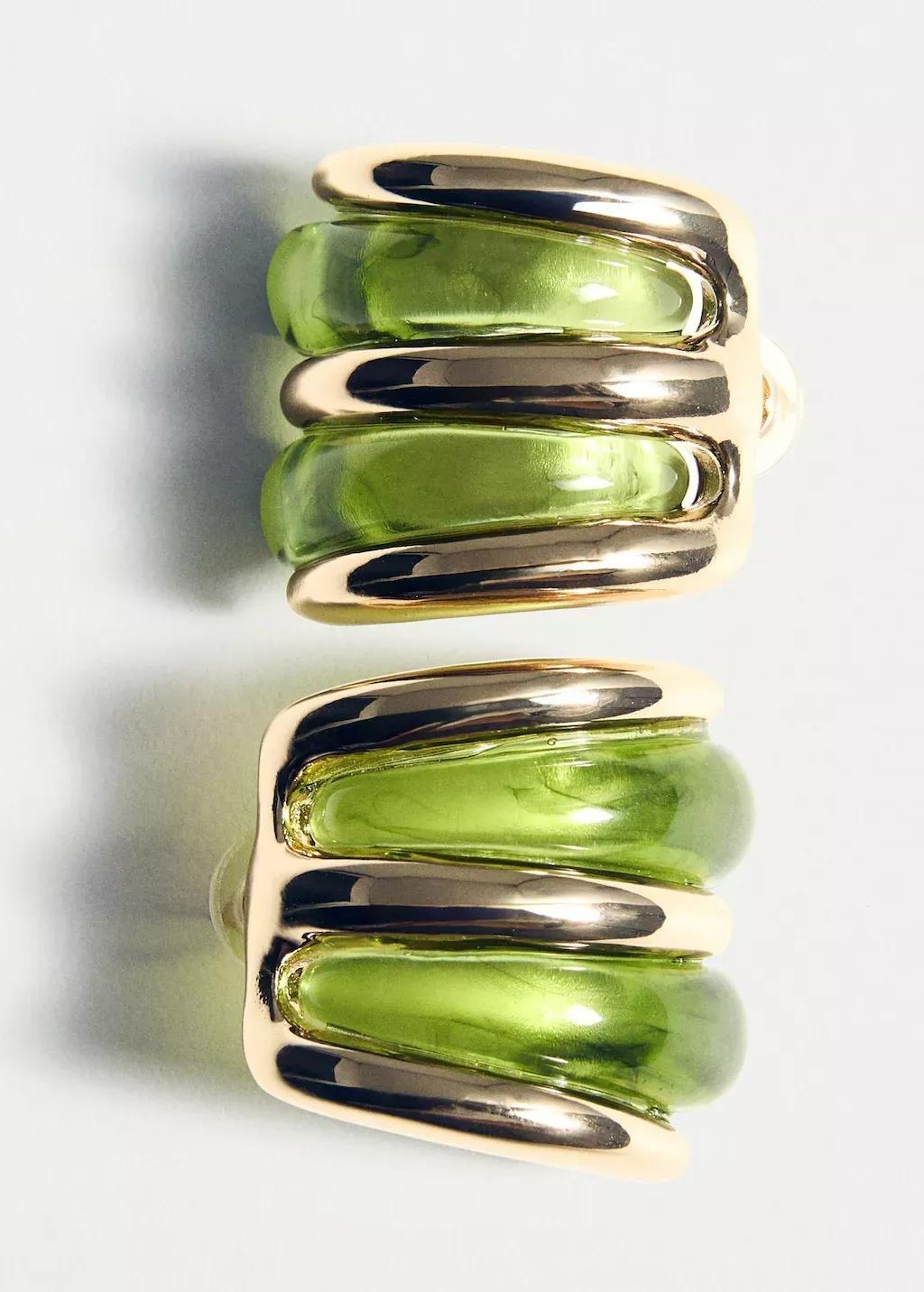 GOLD Mixed resin earrings, 0201_OR, large image number 1