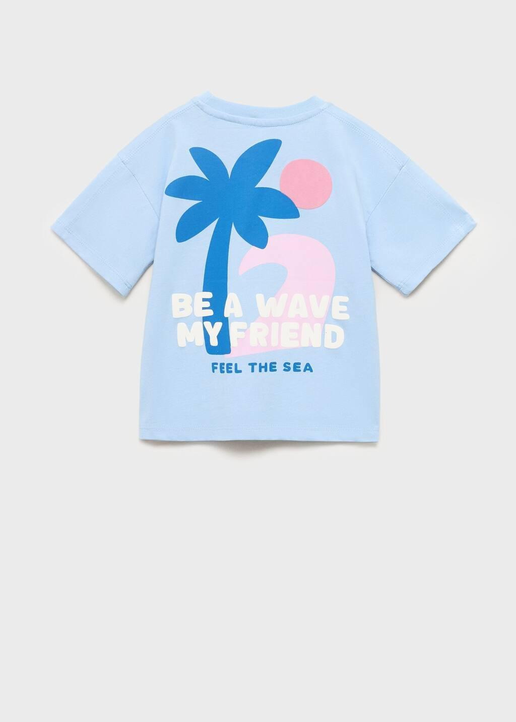 Blue Palm Print T-Shirt, Kids Boys, , large image number 1