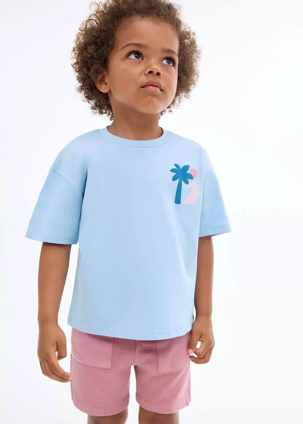 LT-PASTEL BLUE Palm print T-shirt, Baby Boy, Light-Pastel Blue, medium