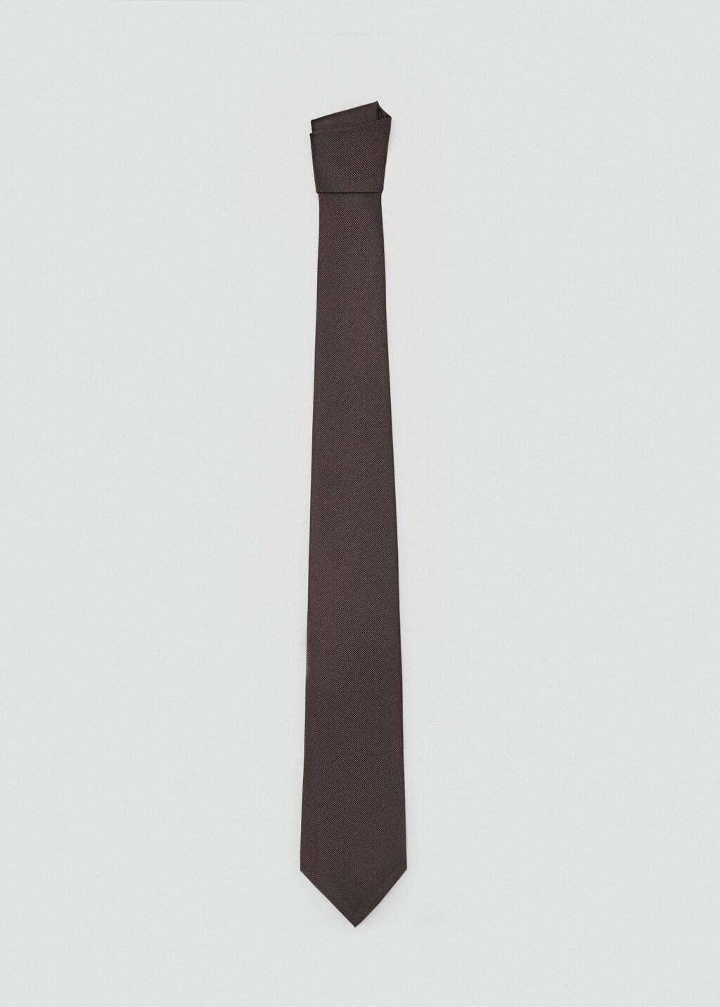 Brown Plain Silk Tie, Brown, large image number 7
