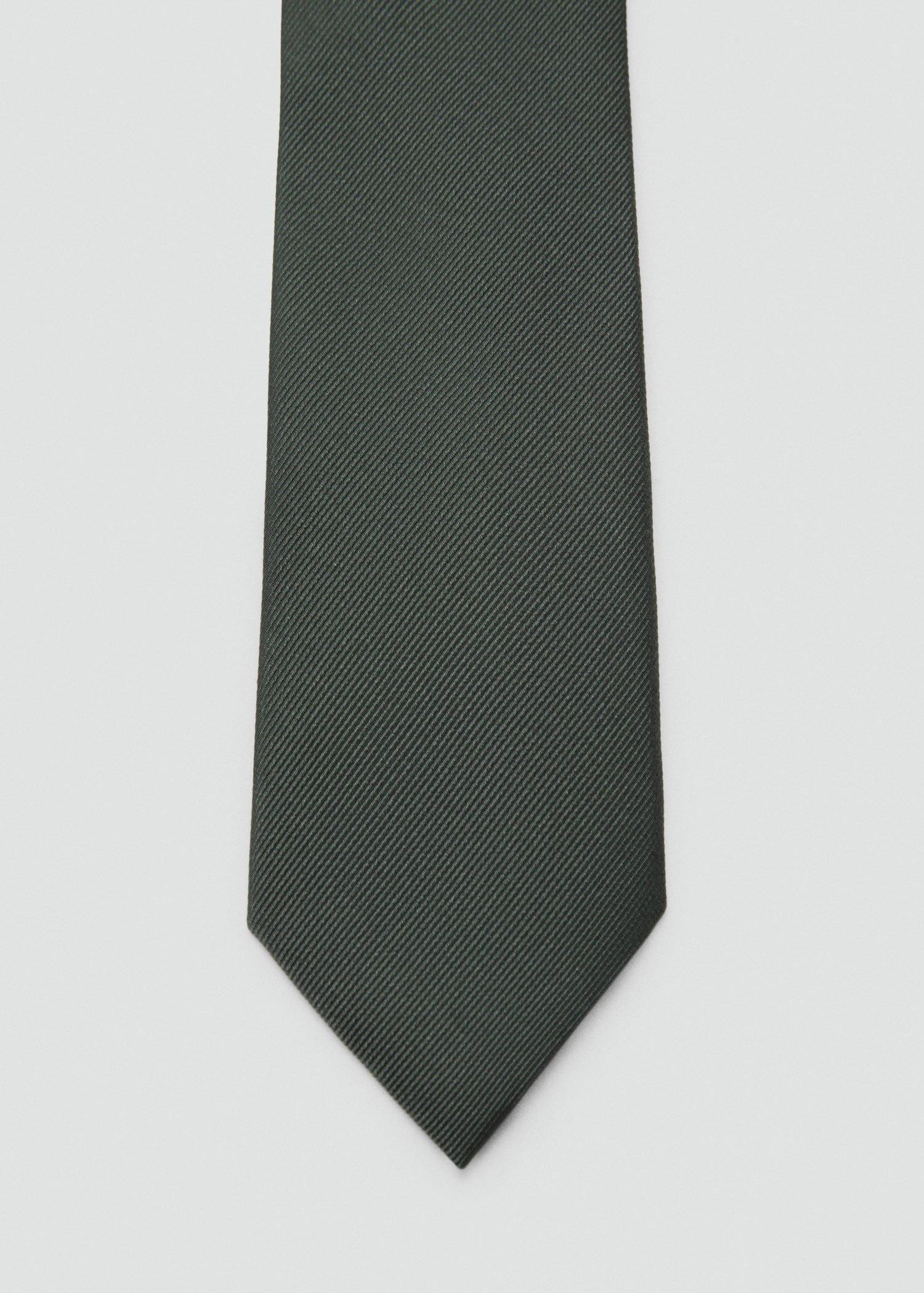 Green Plain Silk Tie, Green, large image number 0
