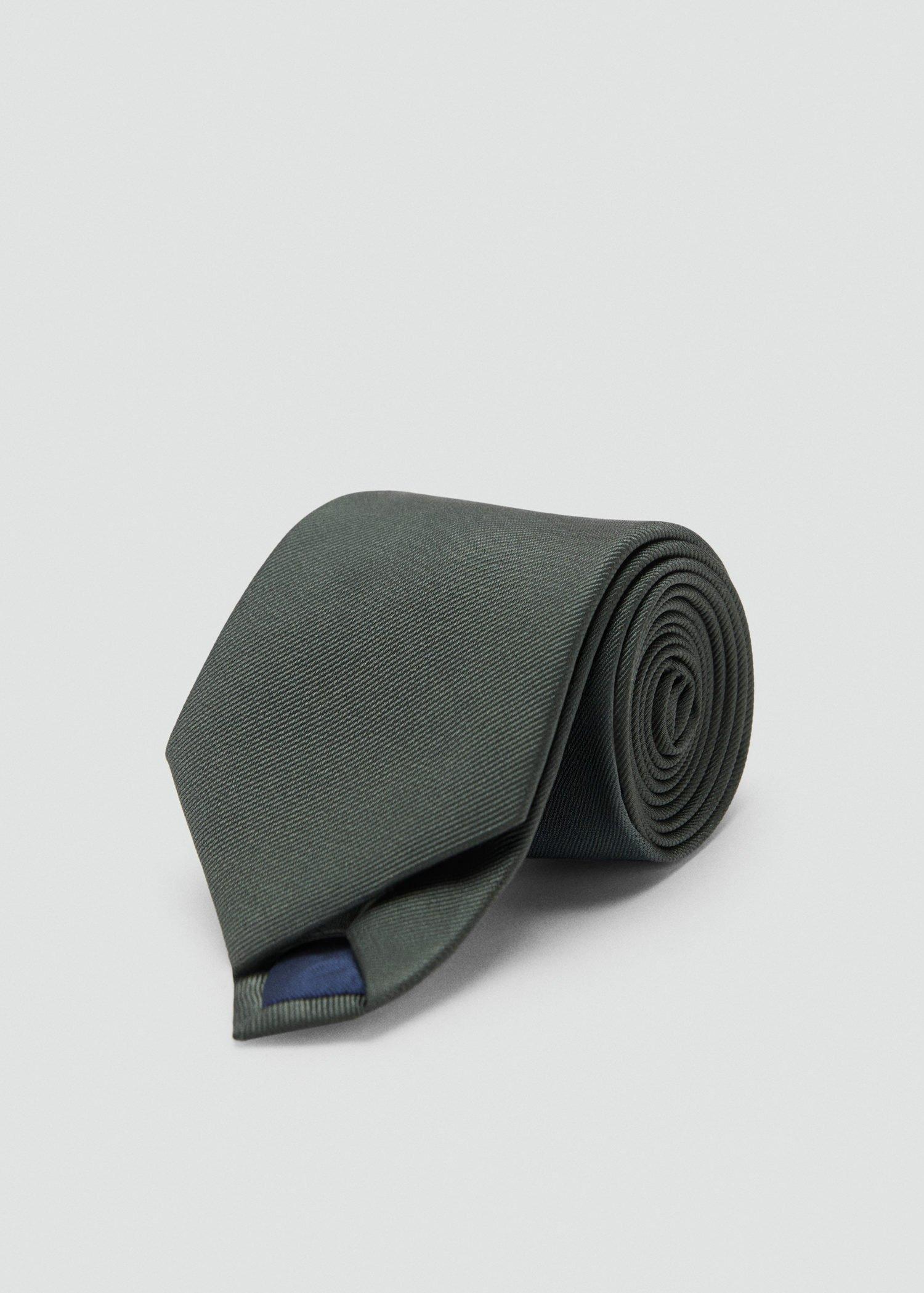 Green Plain Silk Tie, Green, large image number 2