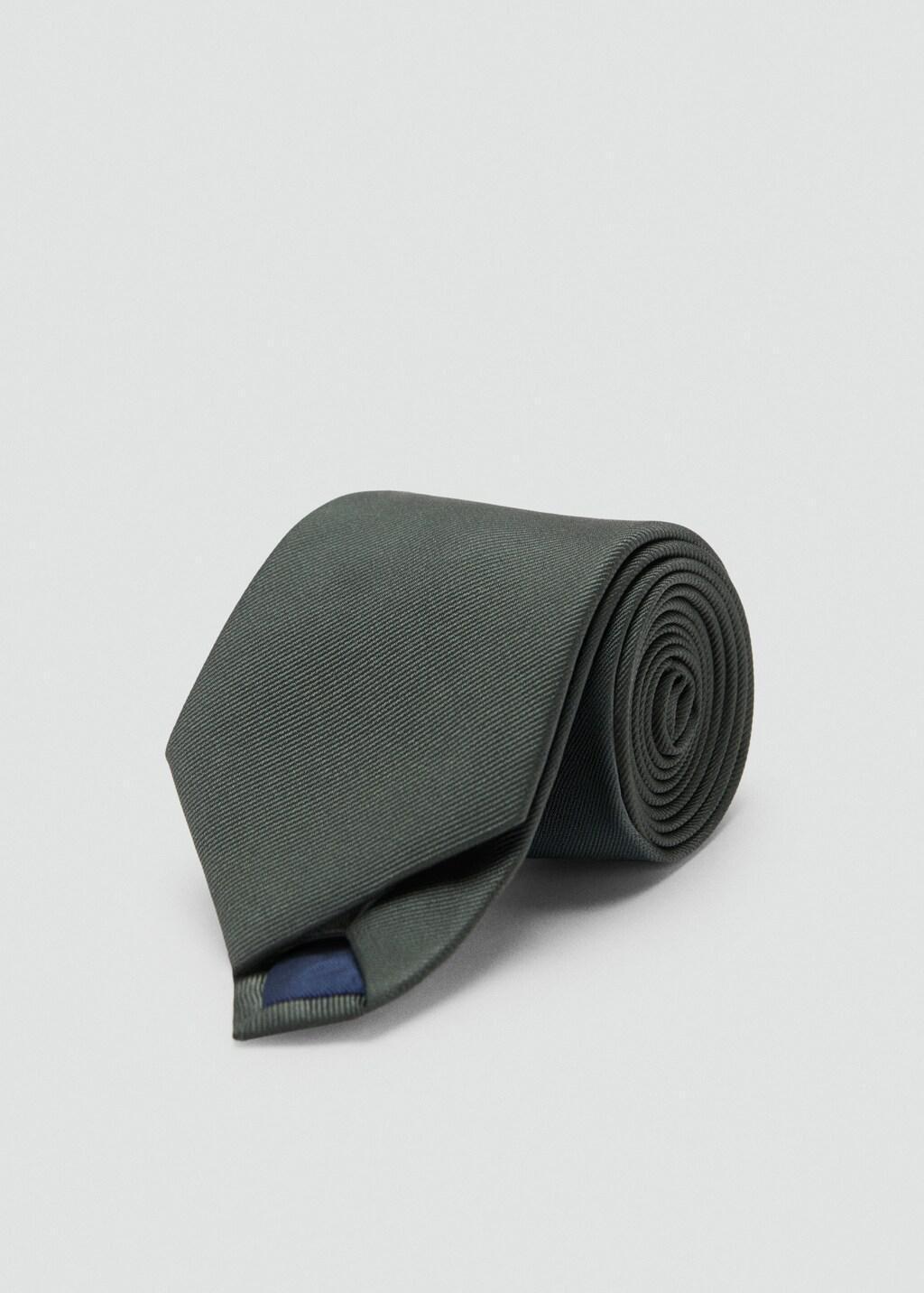 Green Plain Silk Tie, Green, large image number 4