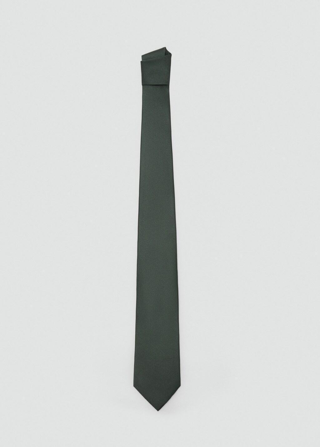 Green Plain Silk Tie, Green, large image number 7