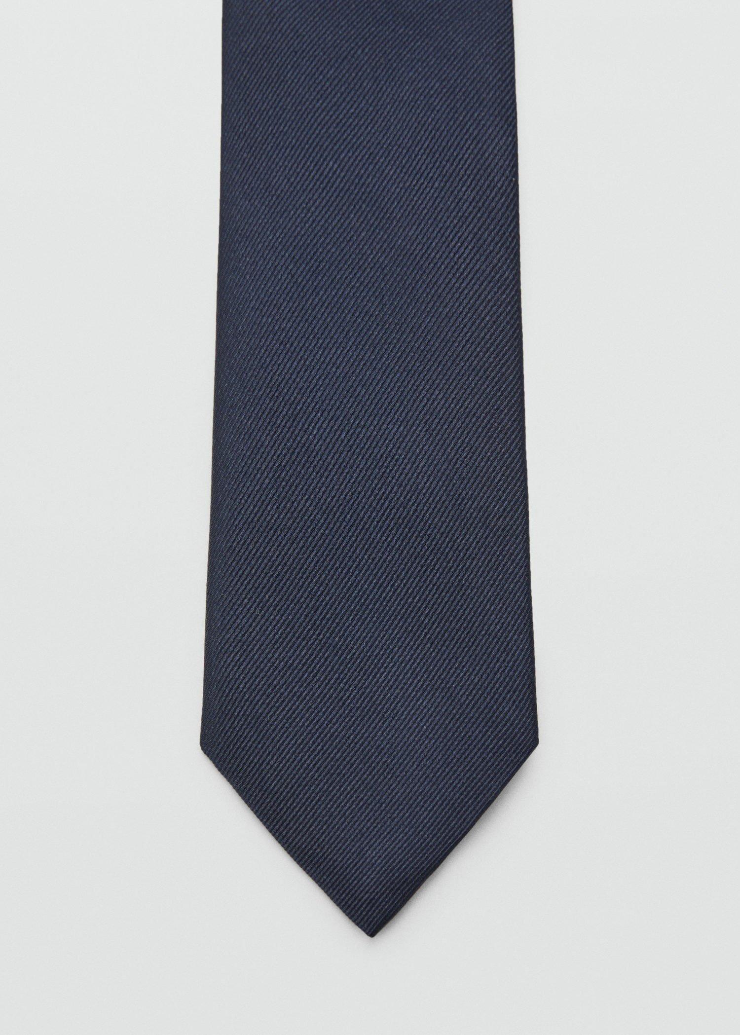 Navy Plain Silk Tie, Navy, large image number 0