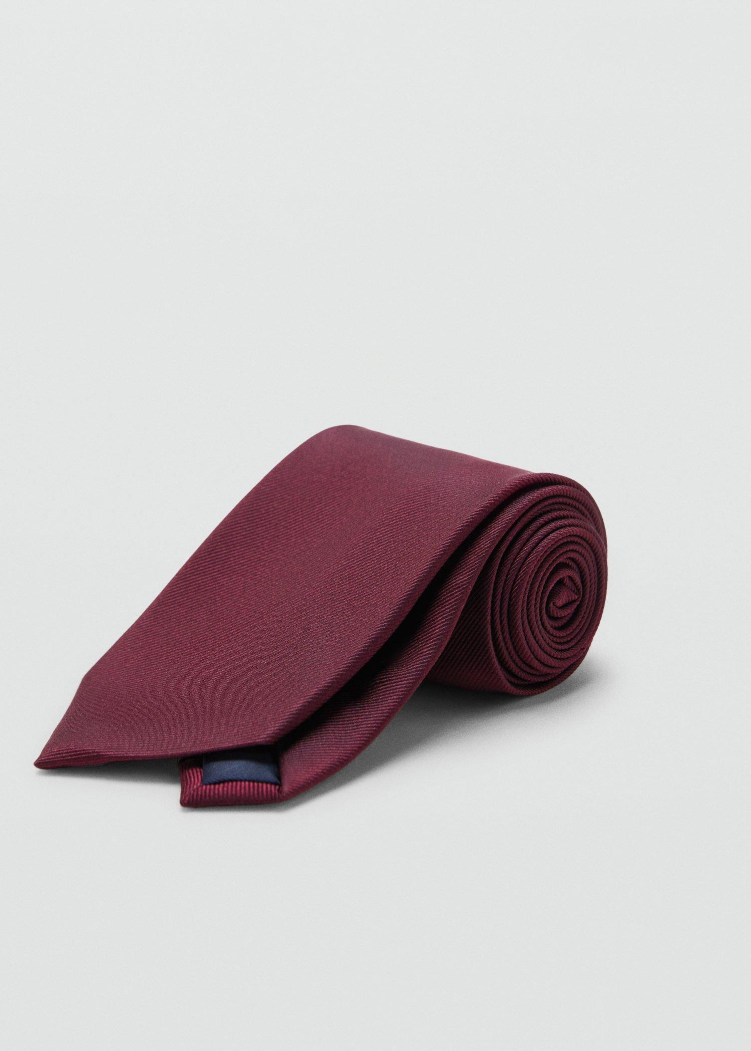 Red Plain Silk Tie, Dark Red, large image number 0