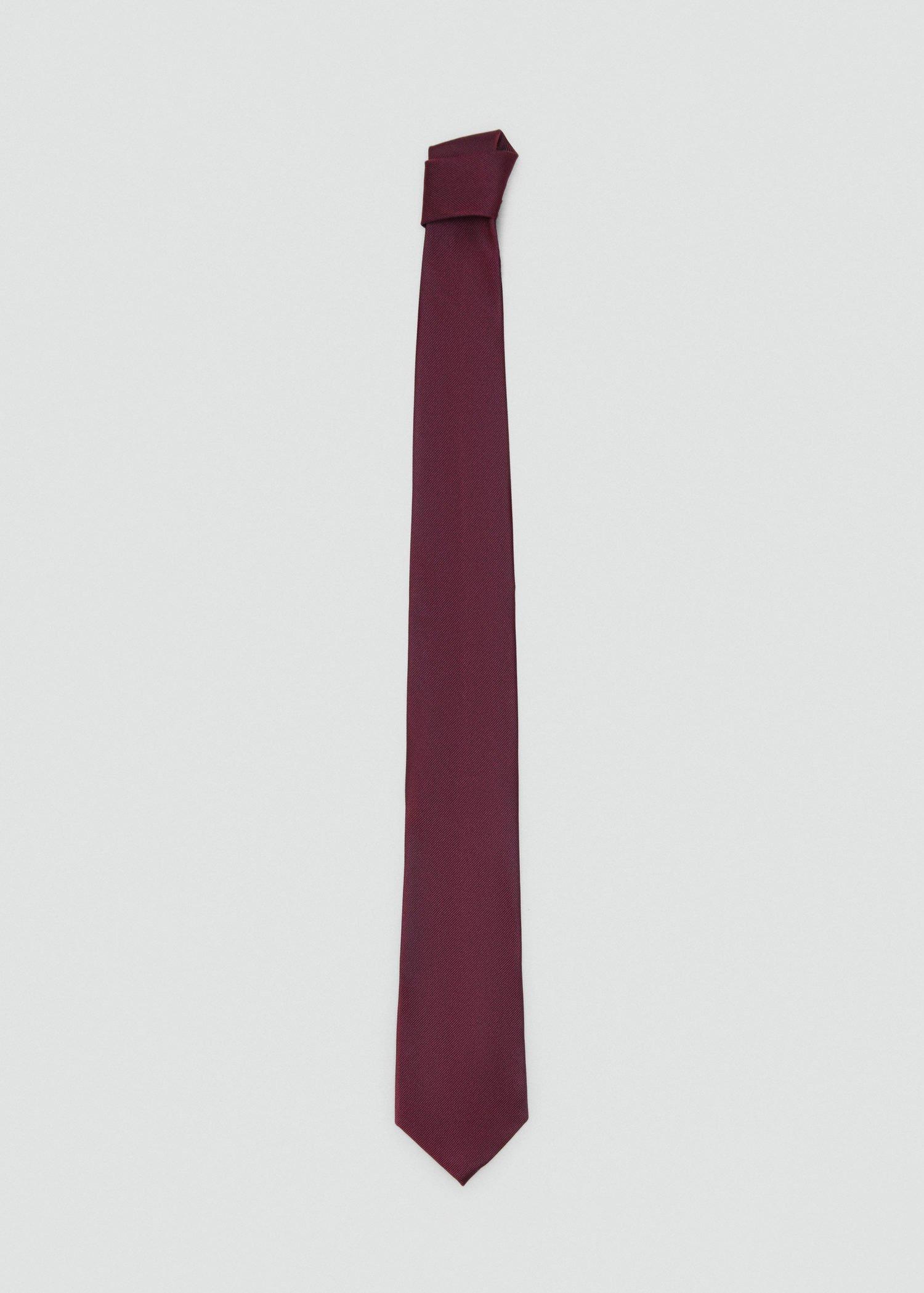 Red Plain Silk Tie, Dark Red, large image number 1