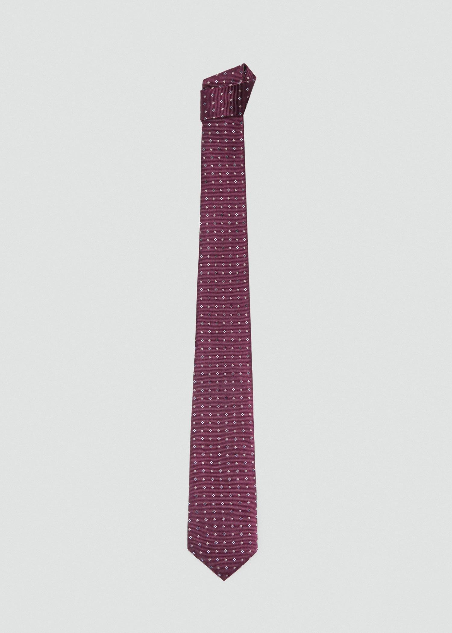 Red Geometric Patterned Silk Tie, , medium