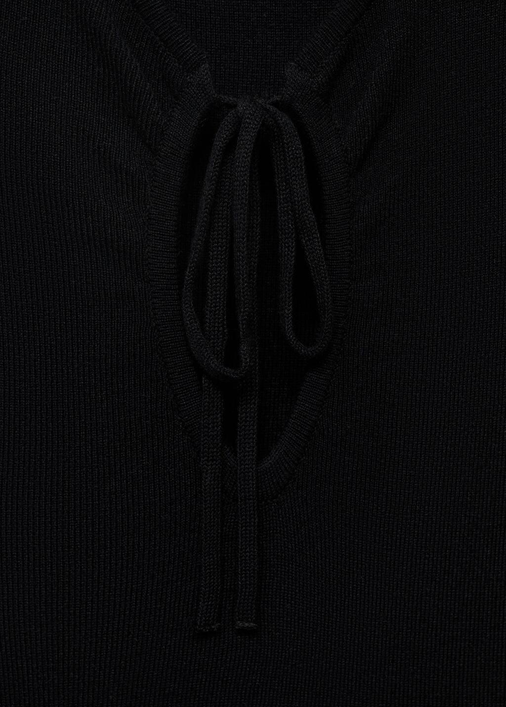 Black Knitted Dress With Bow Neckline, , large image number 4