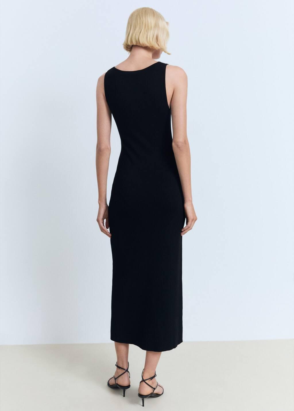 Black Knitted Dress With Bow Neckline, , large image number 5