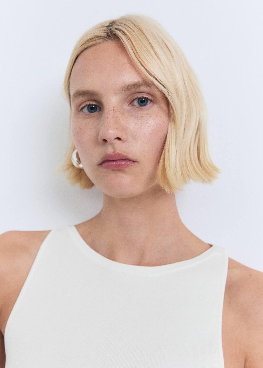 White Fine-Knit Top, , large image number 1