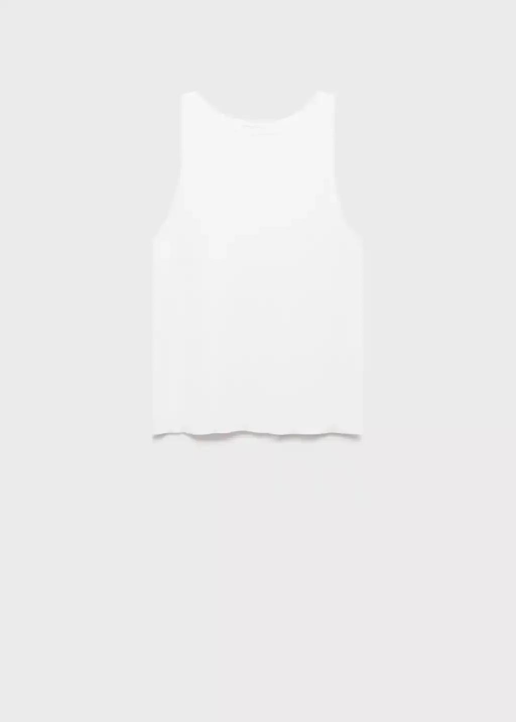 White Fine-Knit Top, , large image number 3