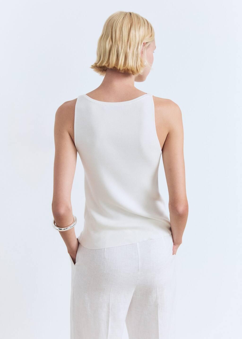 White Fine-Knit Top, , large image number 4