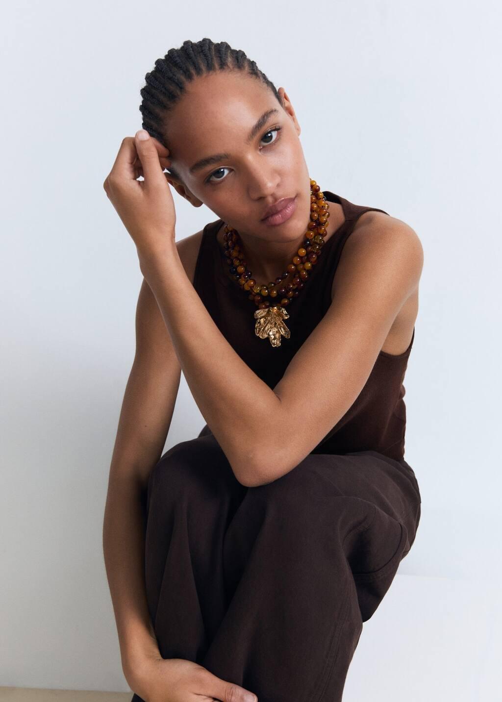 Brown Fine-Knit Top, , large image number 2