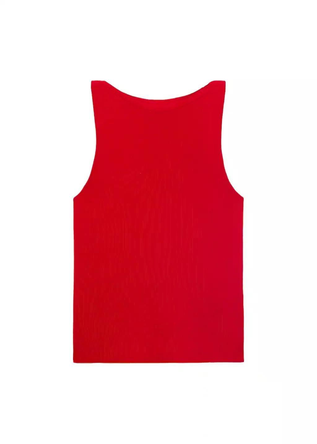 Red Fine-Knit Top, , large image number 3