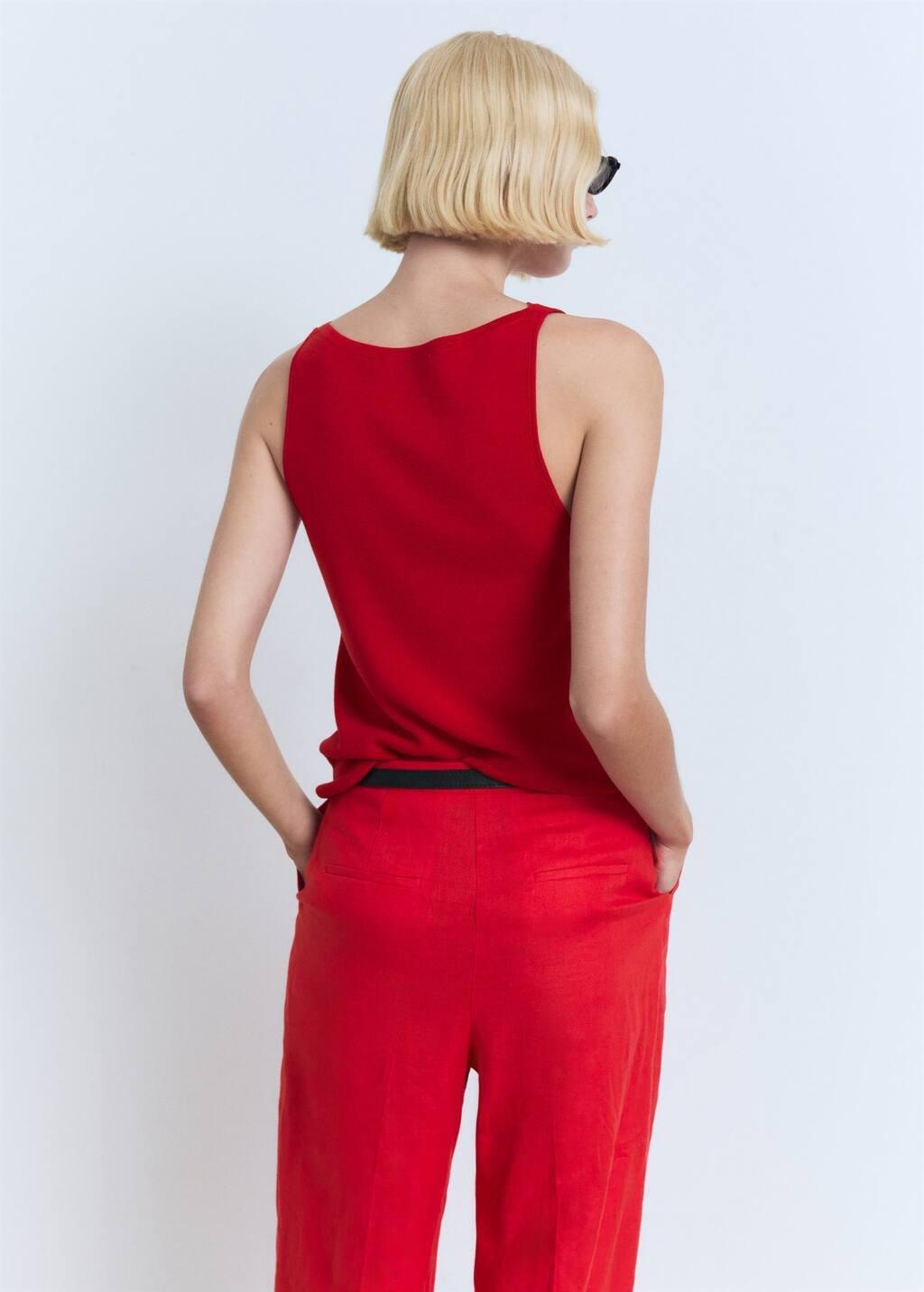 Red Fine-Knit Top, , large image number 4