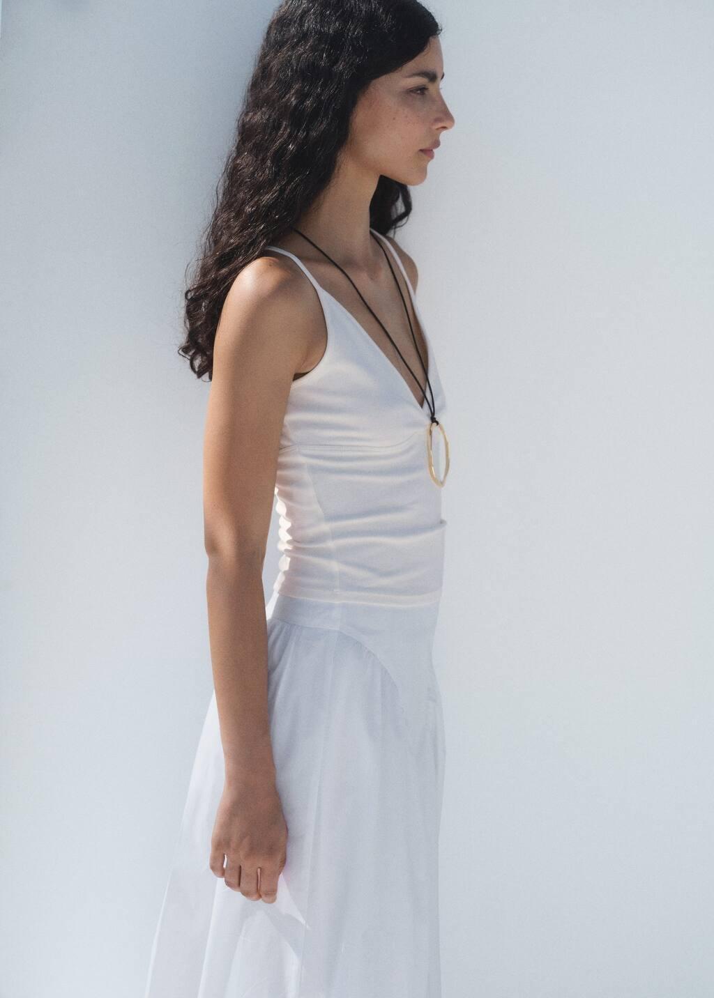 Beige V-Neck Cotton Top, Light Beige, large image number 1