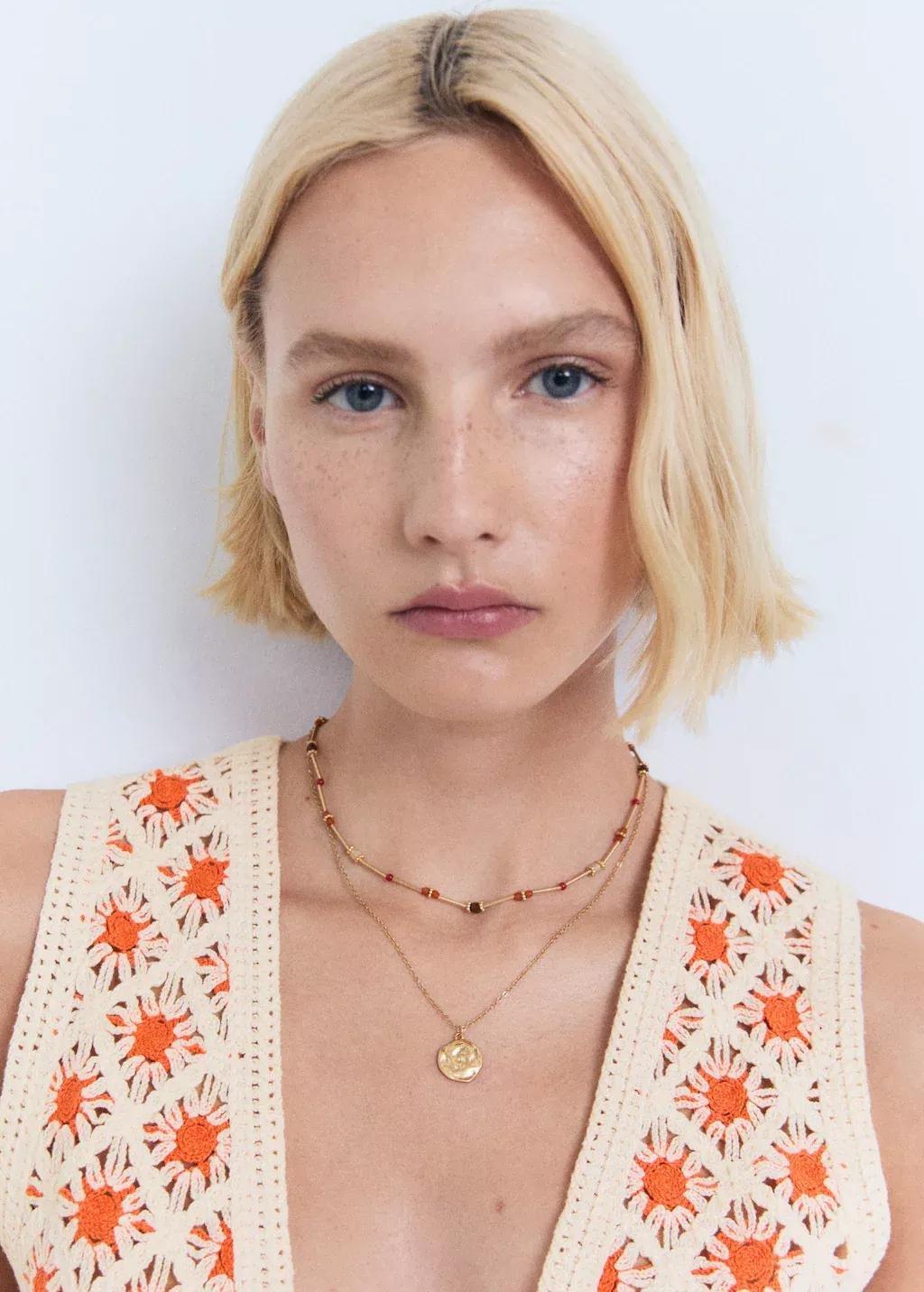 ORANGE Crochet top with ties, , large image number 1