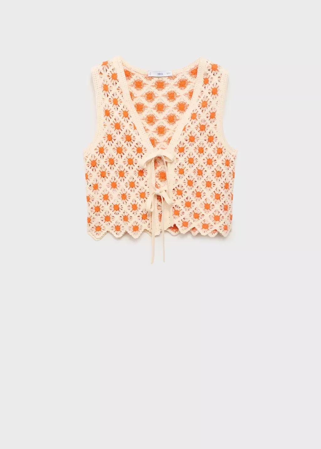 ORANGE Crochet top with ties, , large image number 3