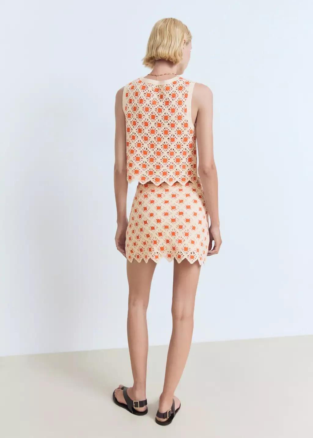 ORANGE Crochet top with ties, , large image number 6