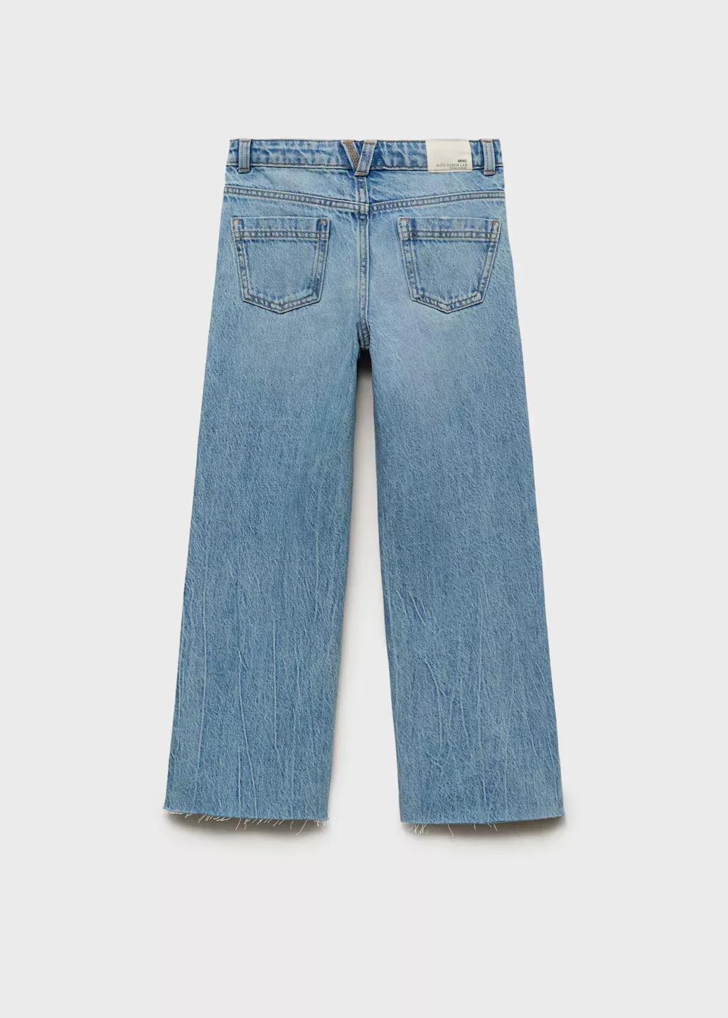 Blue Wideleg Low Frayed Hem Jeans, Open Blue, large image number 1