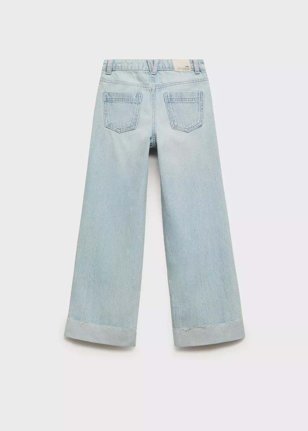 Blue Wideleg Jeans With Turned-Up Hem, Open Blue, large image number 1